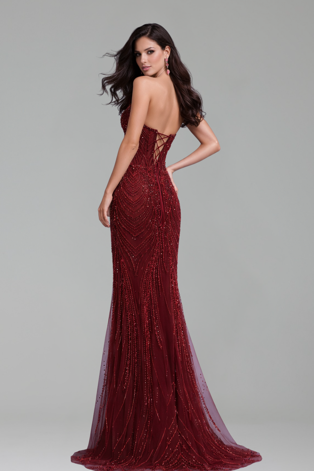 Beaded Strapless Mermaid Evening Dress - LAROSABRIDE
