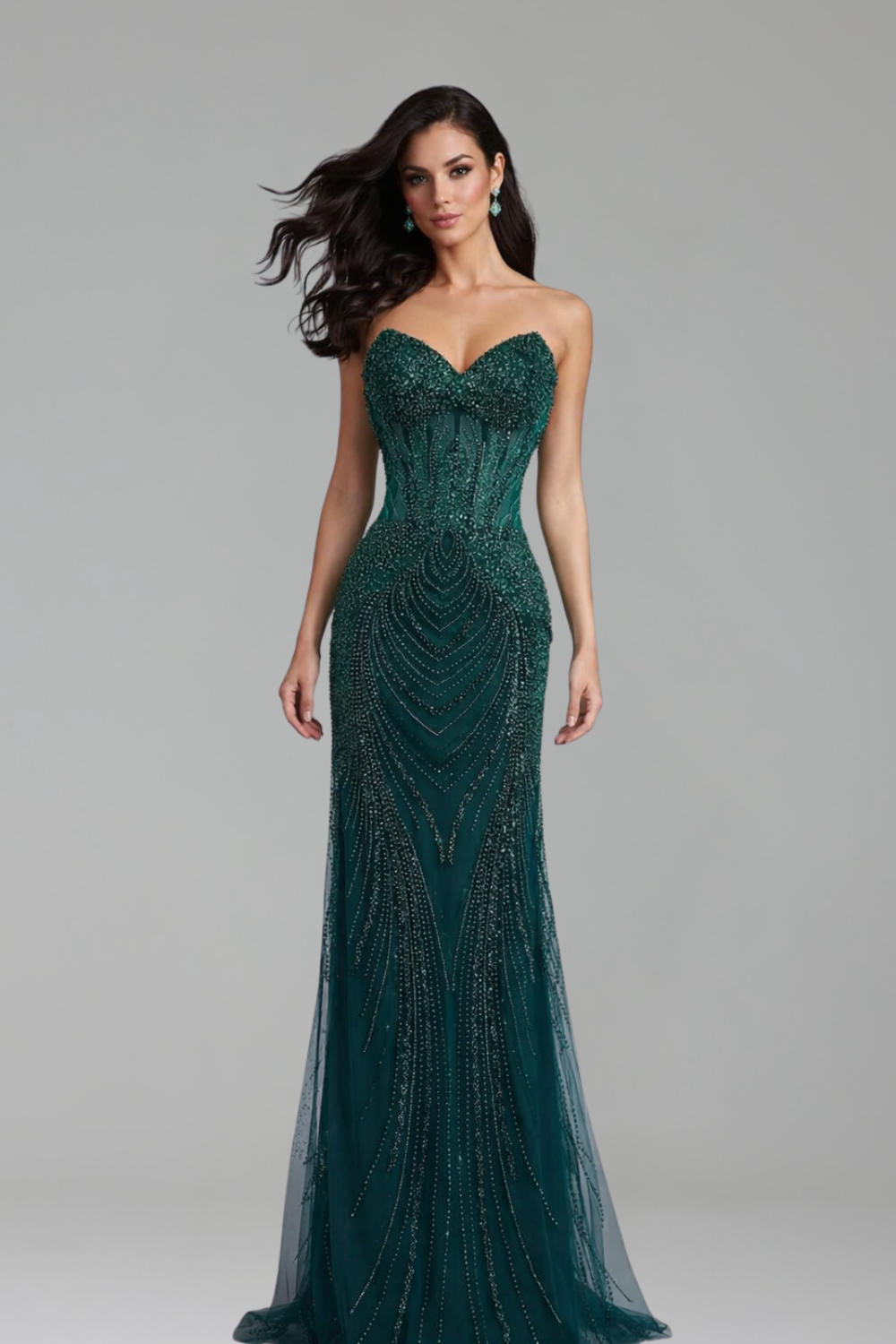 Beaded Strapless Mermaid Evening Dress - LAROSABRIDE