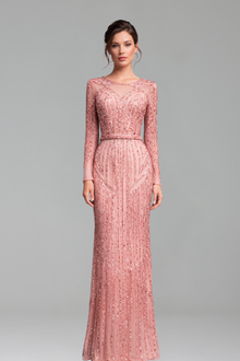 Beaded Tassel Mermaid Evening Gown - LAROSABRIDE