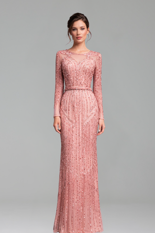 Beaded Tassel Mermaid Evening Gown - LAROSABRIDE