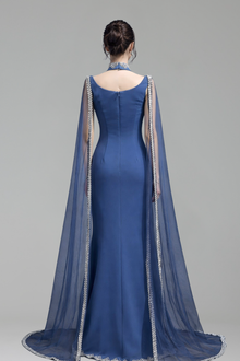 Cape-Sleeve Beaded Dress - LAROSABRIDE