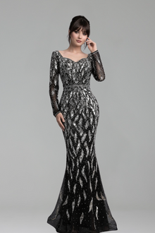 Long-Sleeve Sequin Dress - LAROSABRIDE
