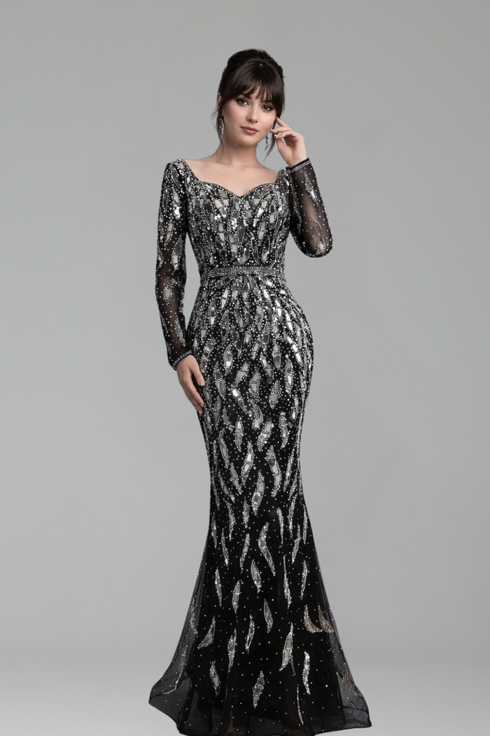 Long-Sleeve Sequin  Dress