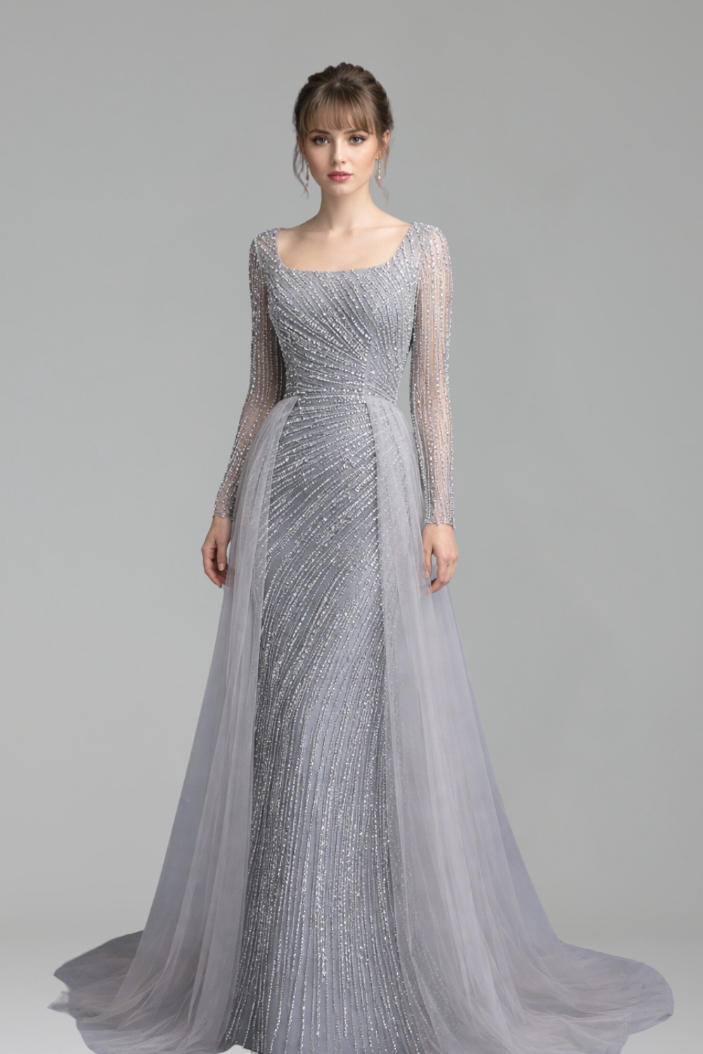 Beaded Mermaid Gown with Skirt - LAROSABRIDE