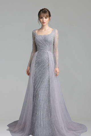 Beaded Mermaid Gown with Skirt - LAROSABRIDE