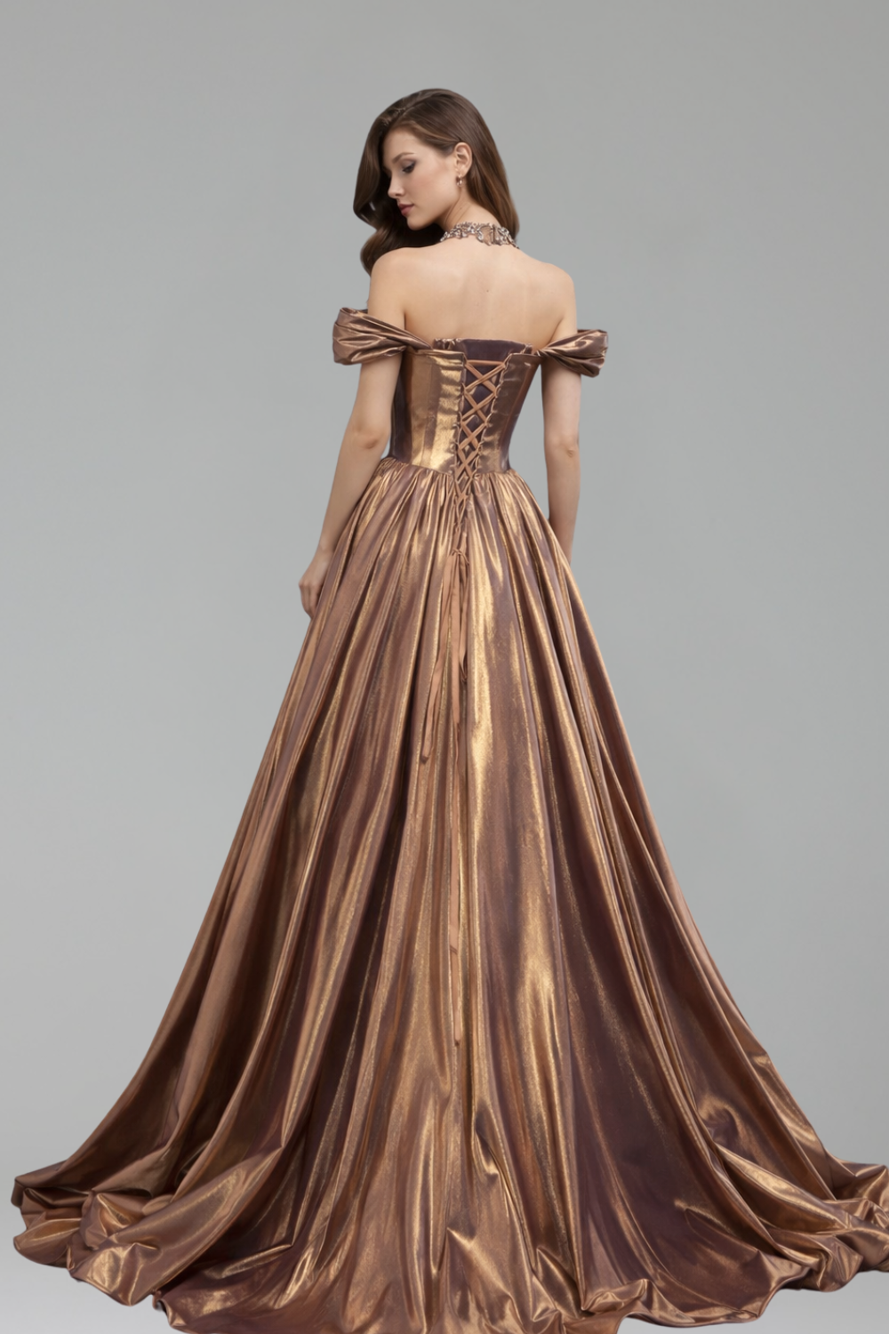 Crystal Beaded A Line Evening Dress - LAROSABRIDE