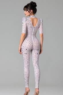 Crystal Embellished Illusion Jumpsuit - LAROSABRIDE