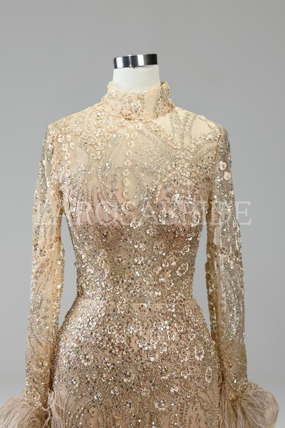 Beaded Feather Mermaid Dress-Larosabride