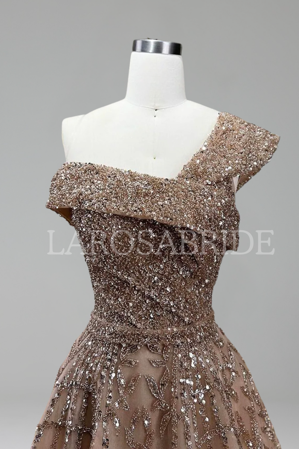 Off-Shoulder Beaded A-Line Dress-Larosabride