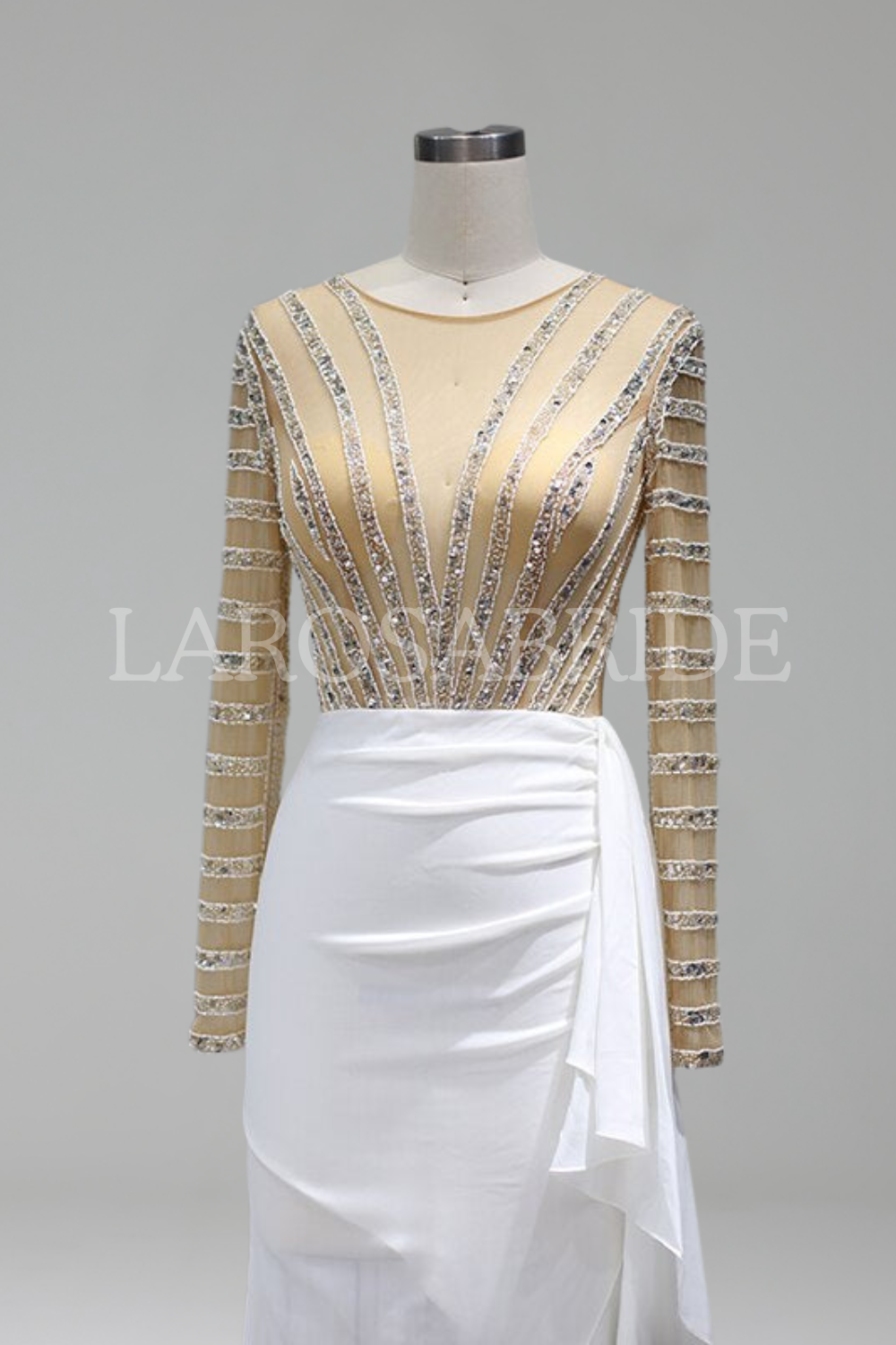 Long-Sleeve Mermaid Evening Gown-Larosabride
