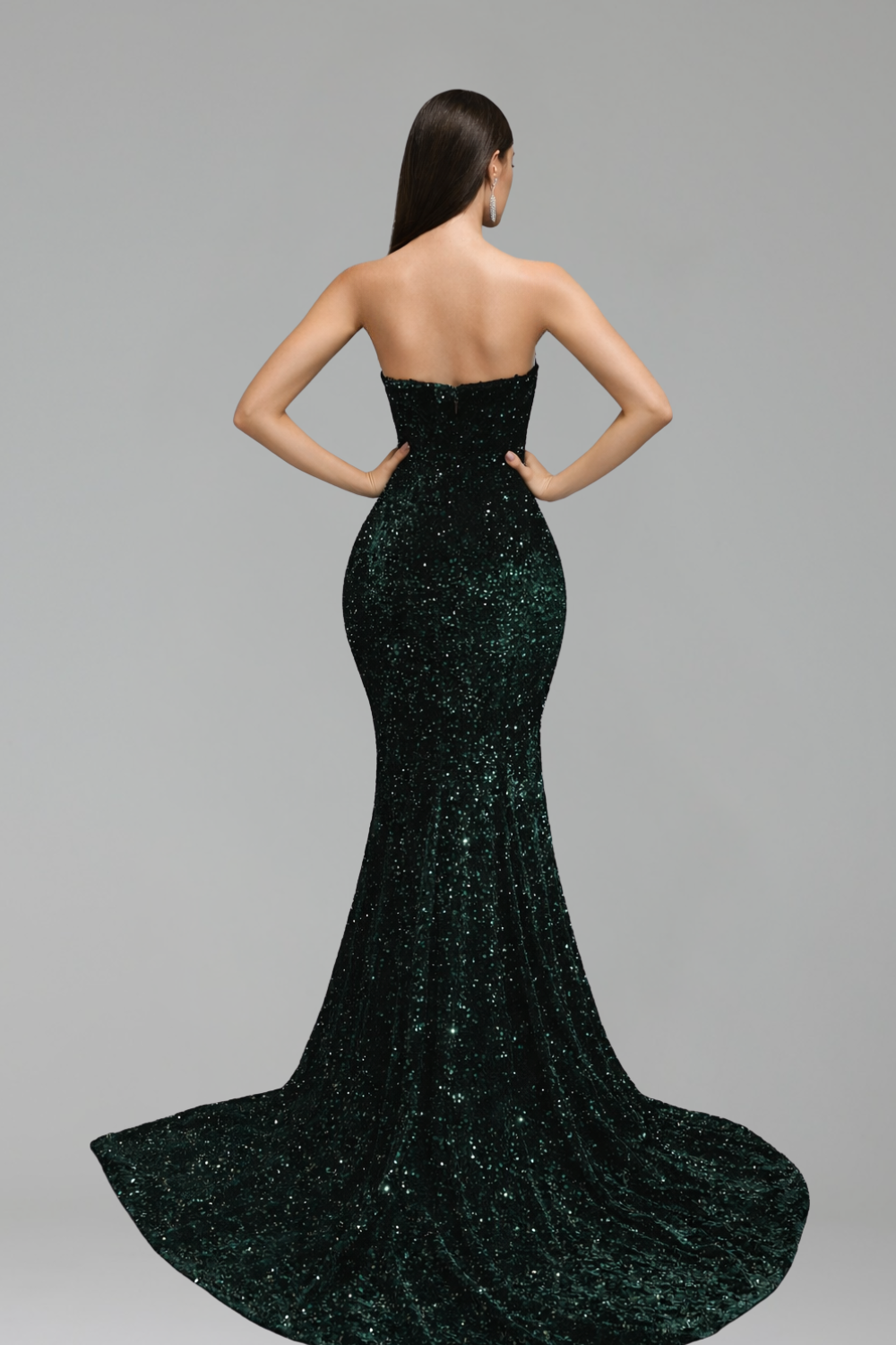 Emerald Sequin Floral Mermaid Gown - LAROSABRIDE