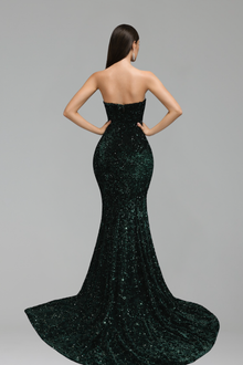 Emerald Sequin Floral Mermaid Gown - LAROSABRIDE