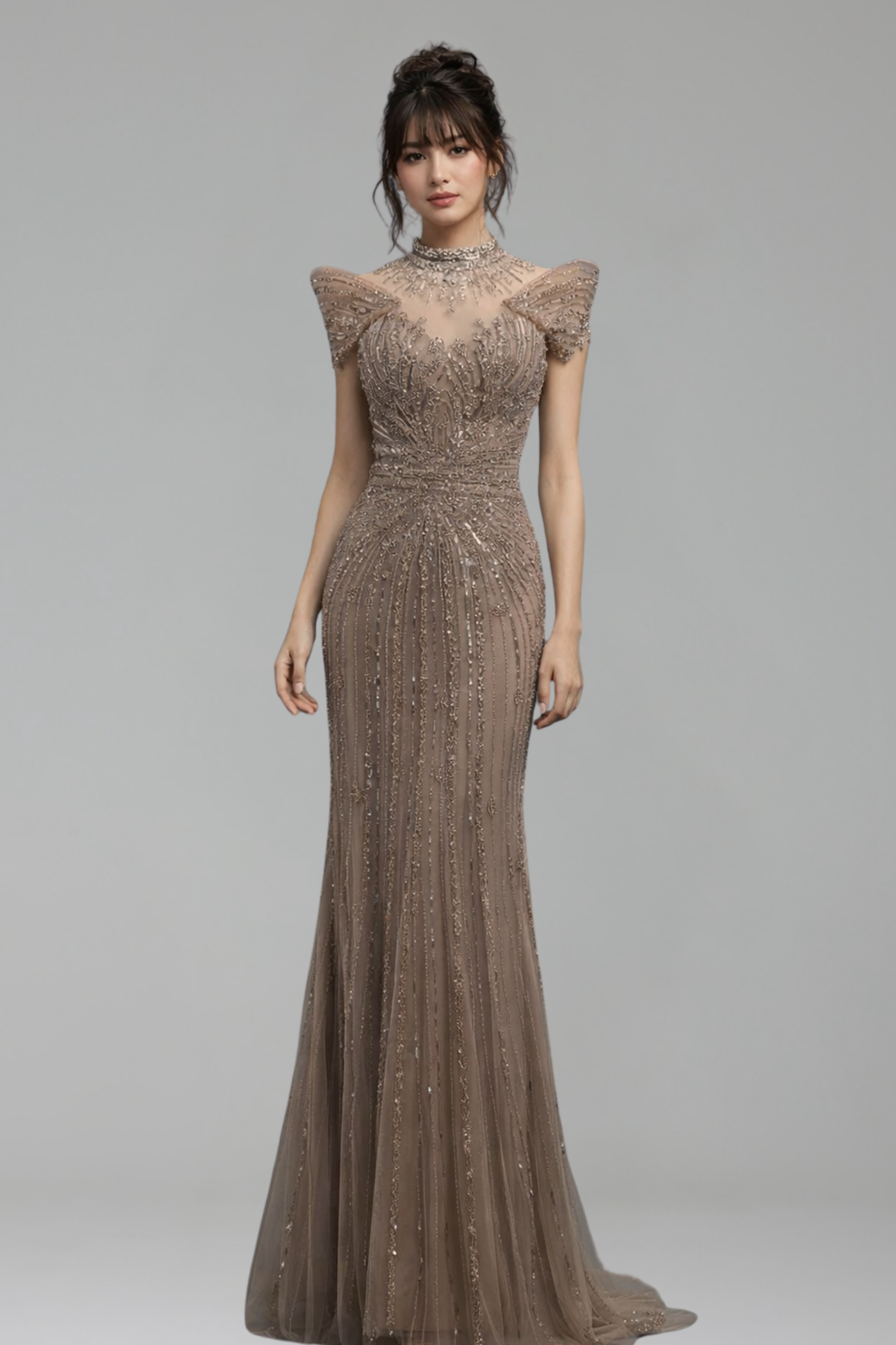 High-Neck Mermaid Dress - LAROSABRIDE