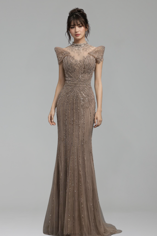 High-Neck Mermaid Dress - LAROSABRIDE