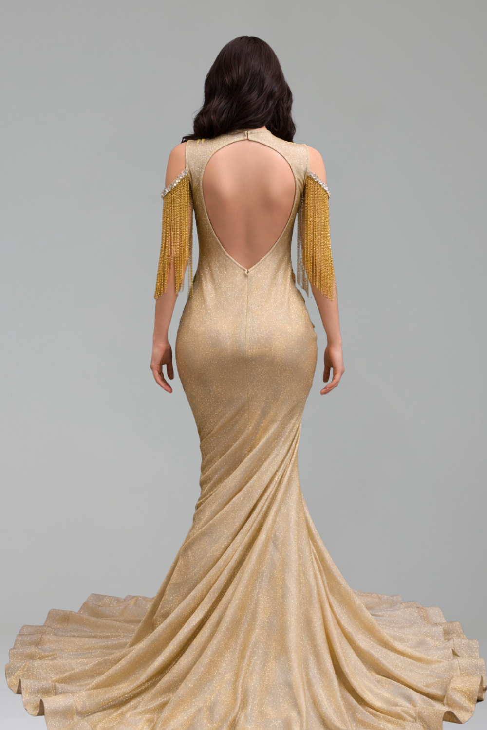 Beaded Fringe Mermaid Gown - LAROSABRIDE