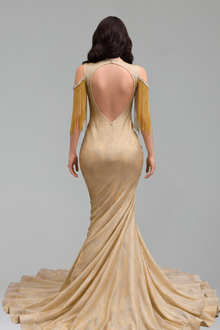Beaded Fringe Mermaid Gown - LAROSABRIDE