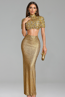 Crystal Crop Top Skirt Set - LAROSABRIDE