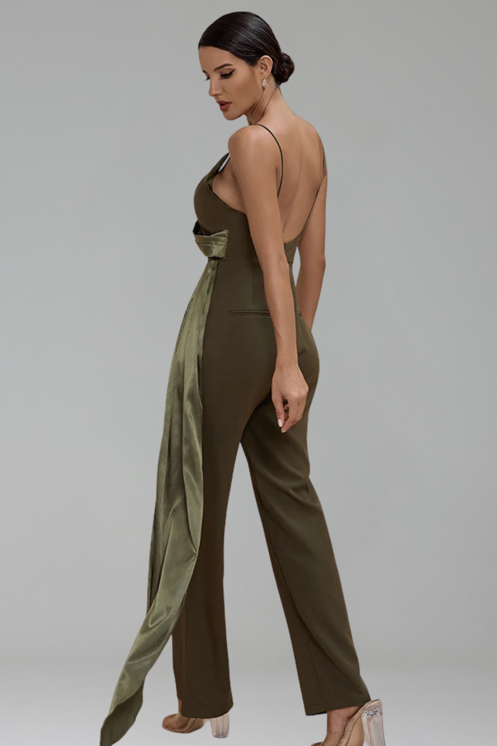 Draped Olive Jumpsuit-Larosabride