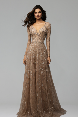 Beaded A-Line Evening Gown - LAROSABRIDE