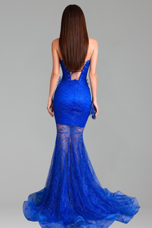 Strapless Embellished Mermaid Lace Gown - LAROSABRIDE