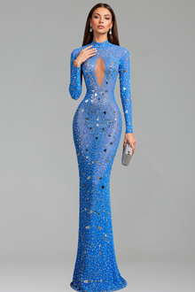 Mirror Embellished Bodycon Gown - LAROSABRIDE