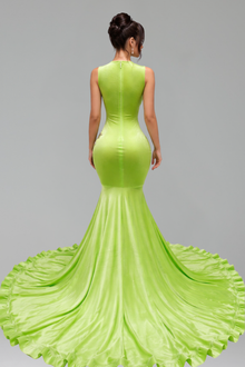 Embellished Sheer Cutout Mermaid Gown - LAROSABRIDE
