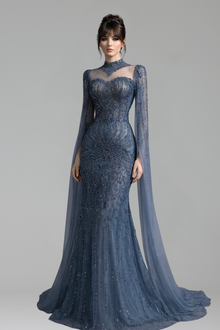 Modest Mermaid Cape Dress - LAROSABRIDE