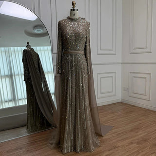 Embellished Cape Gown
