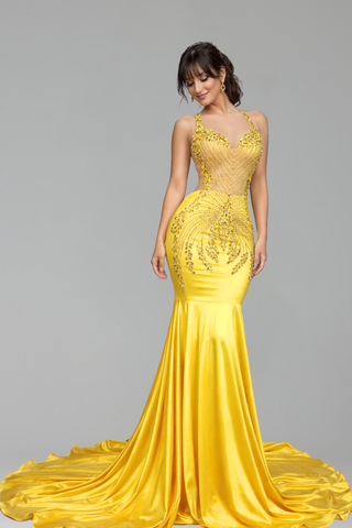 Emerald Green Beaded Gown