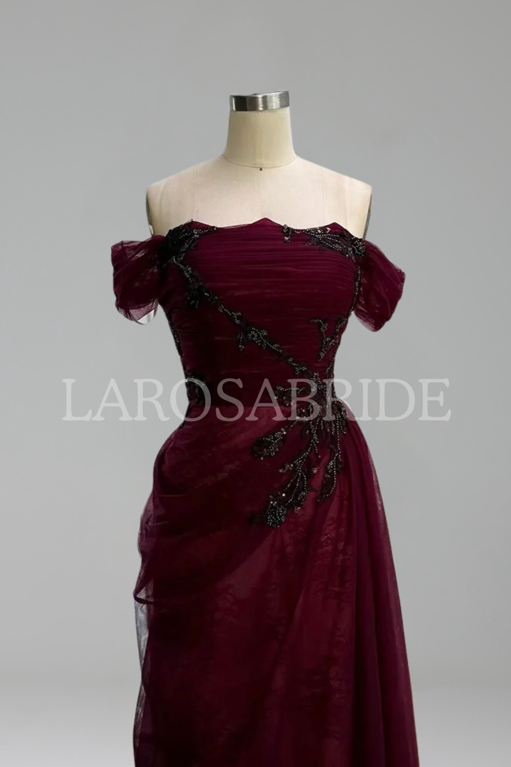 Beaded Off-Shoulder Gown-Larosabride