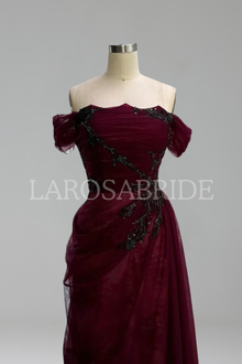 Beaded Off-Shoulder Gown-Larosabride