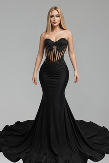 Strapless Beaded Corset Mermaid Gown - LAROSABRIDE