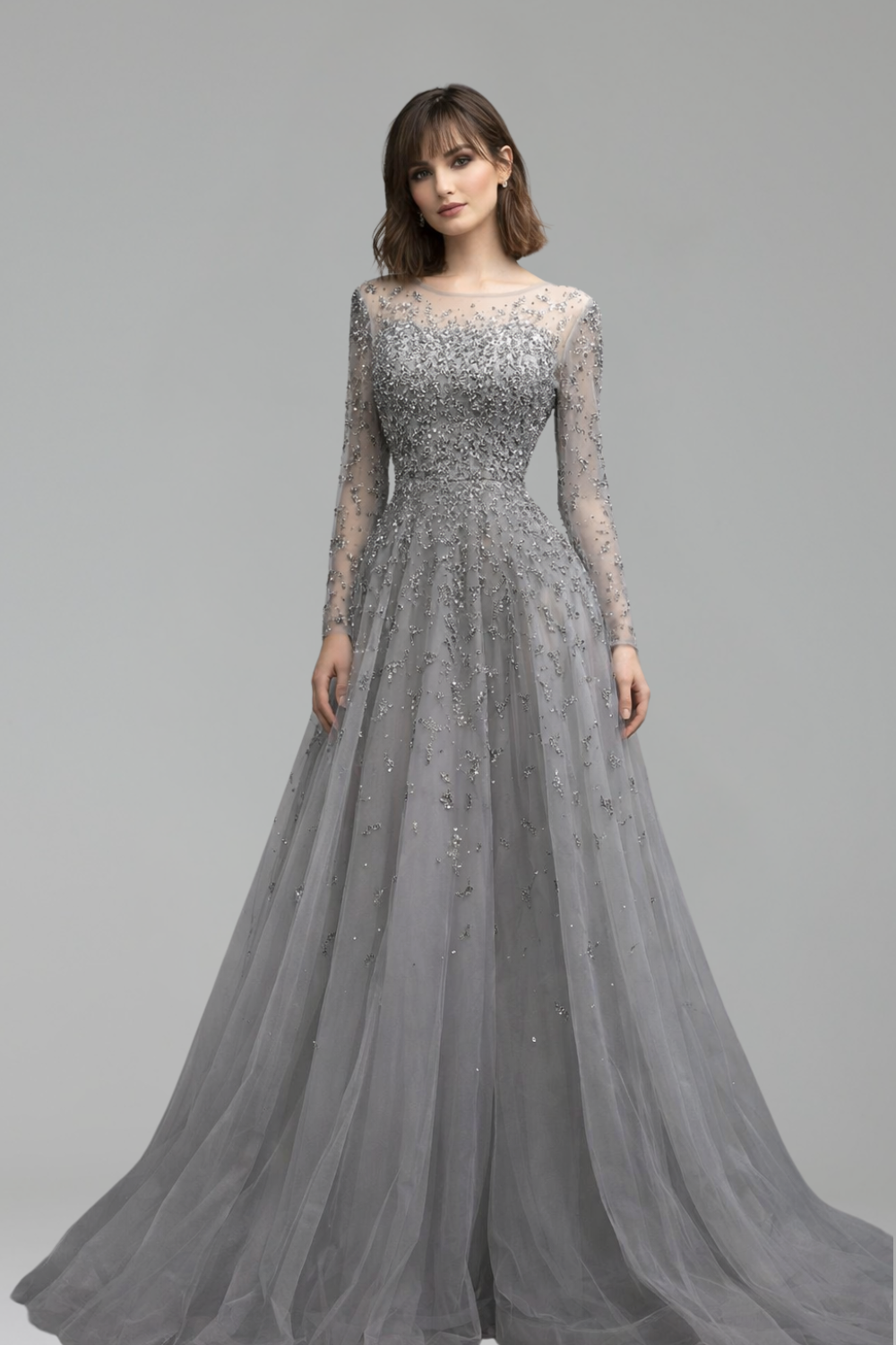 Elegant Cape Evening Dress - LAROSABRIDE