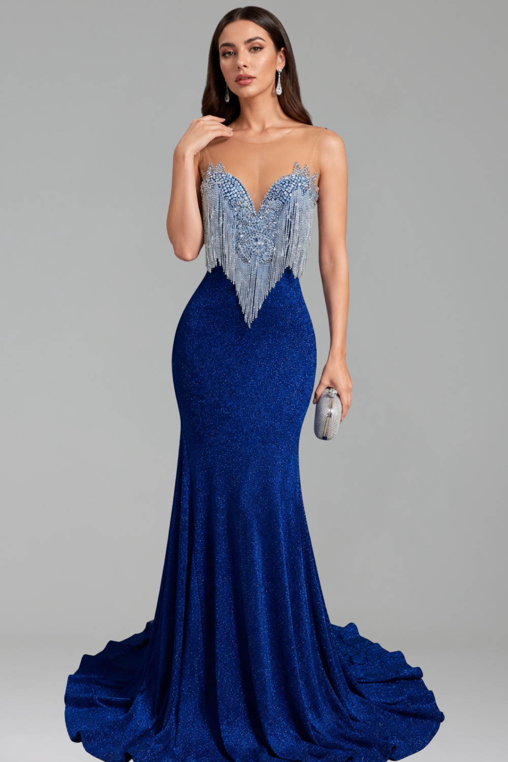 Emerald Fringe Mermaid Gown - LAROSABRIDE