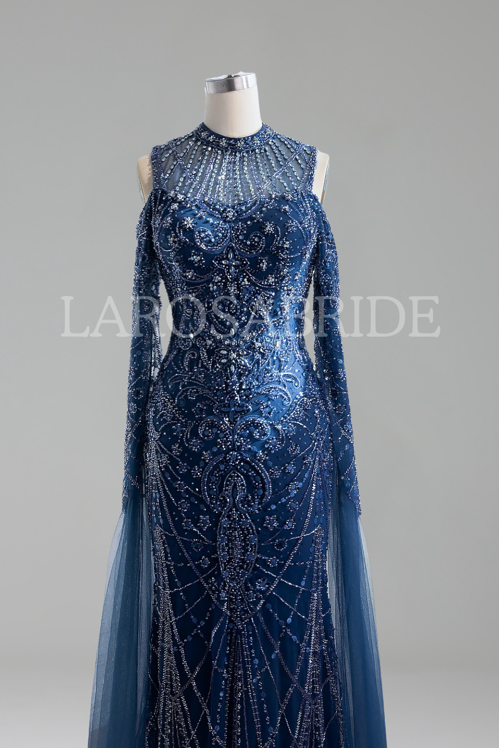 Illusion Beaded Cutout Gown-Larosabride