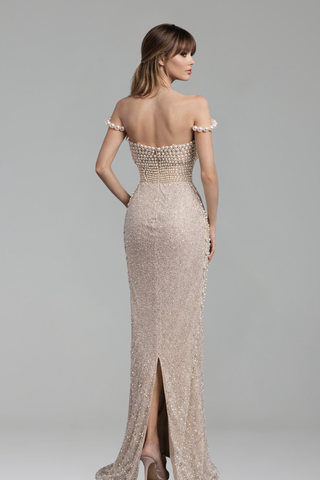 Spaghetti Strap Pearl-Beaded Mermaid - LAROSABRIDE