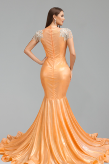 Beaded Fringe Mermaid Gown - LAROSABRIDE