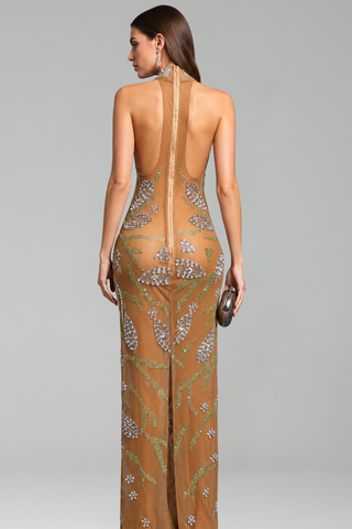 Crystal Leaf Illusion Gown - LAROSABRIDE