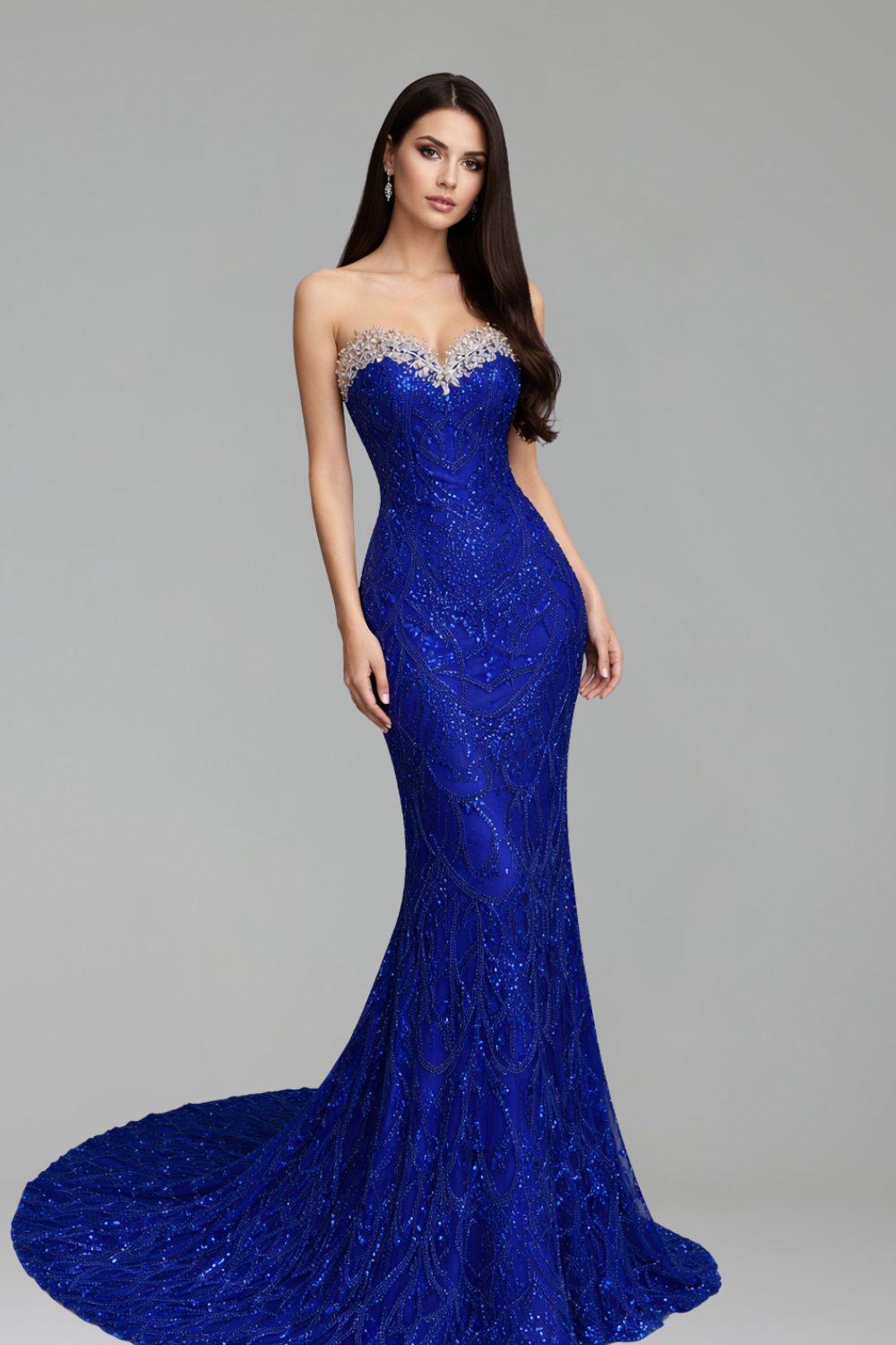 Beaded Strapless Gown - LAROSABRIDE
