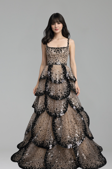 Sequin Tiered Ruffle Dress - LAROSABRIDE