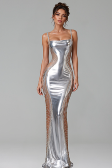Liquid Silver Chain Gown - LAROSABRIDE