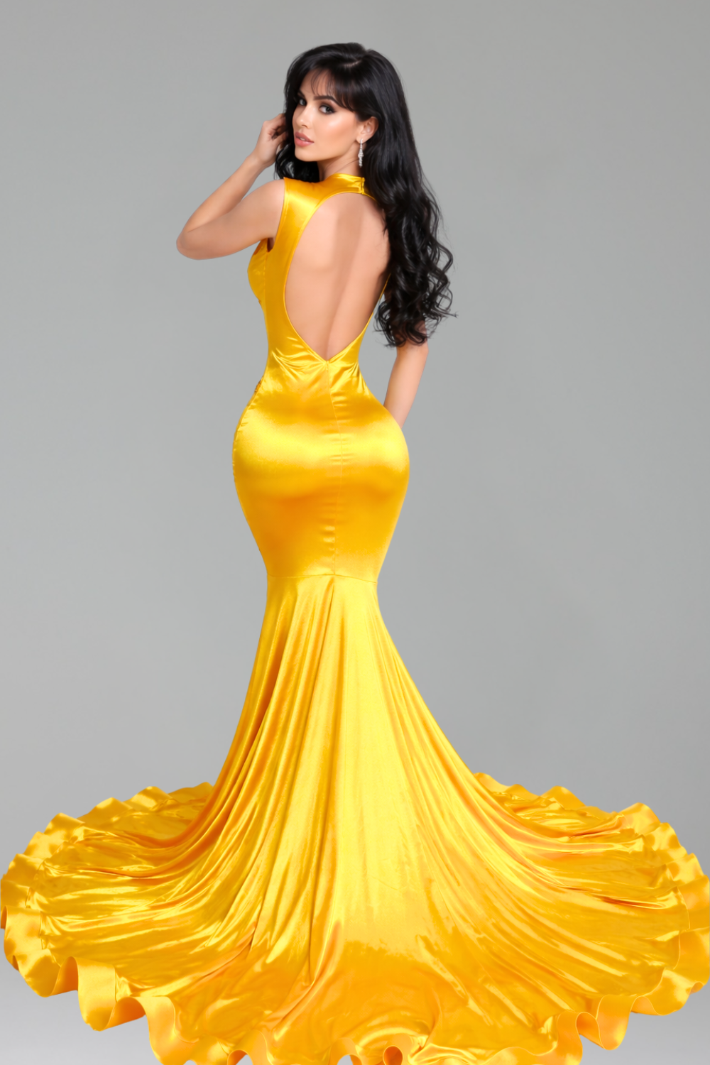 Illusion Beaded Draped Mermaid Gown - LAROSABRIDE