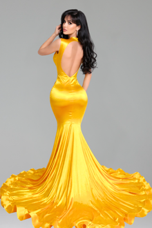 Illusion Beaded Draped Mermaid Gown - LAROSABRIDE