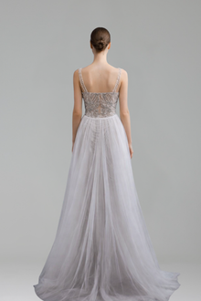 Beaded Spaghetti Strap Gown - LAROSABRIDE