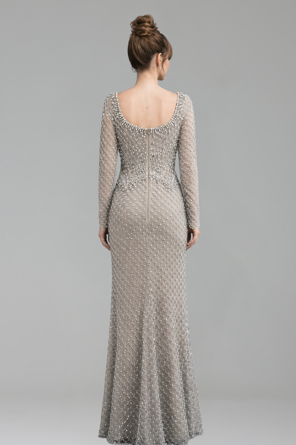 Long-Sleeve Pearl-Beaded Dress - LAROSABRIDE