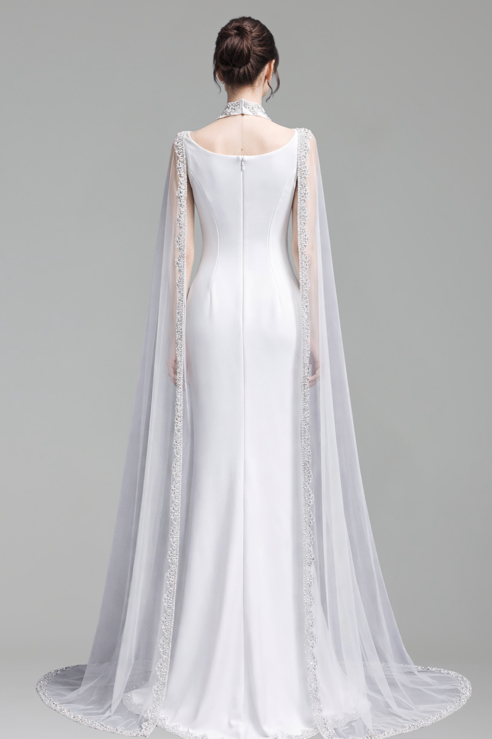 Cape-Sleeve Beaded Dress - LAROSABRIDE