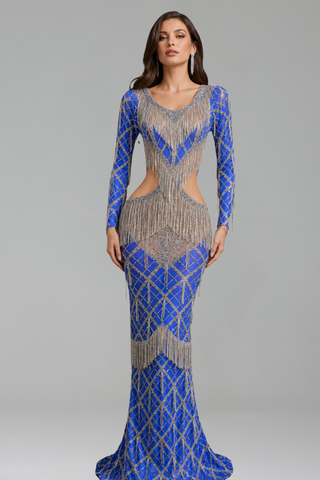 Cutout Beaded Column Gown - LAROSABRIDE