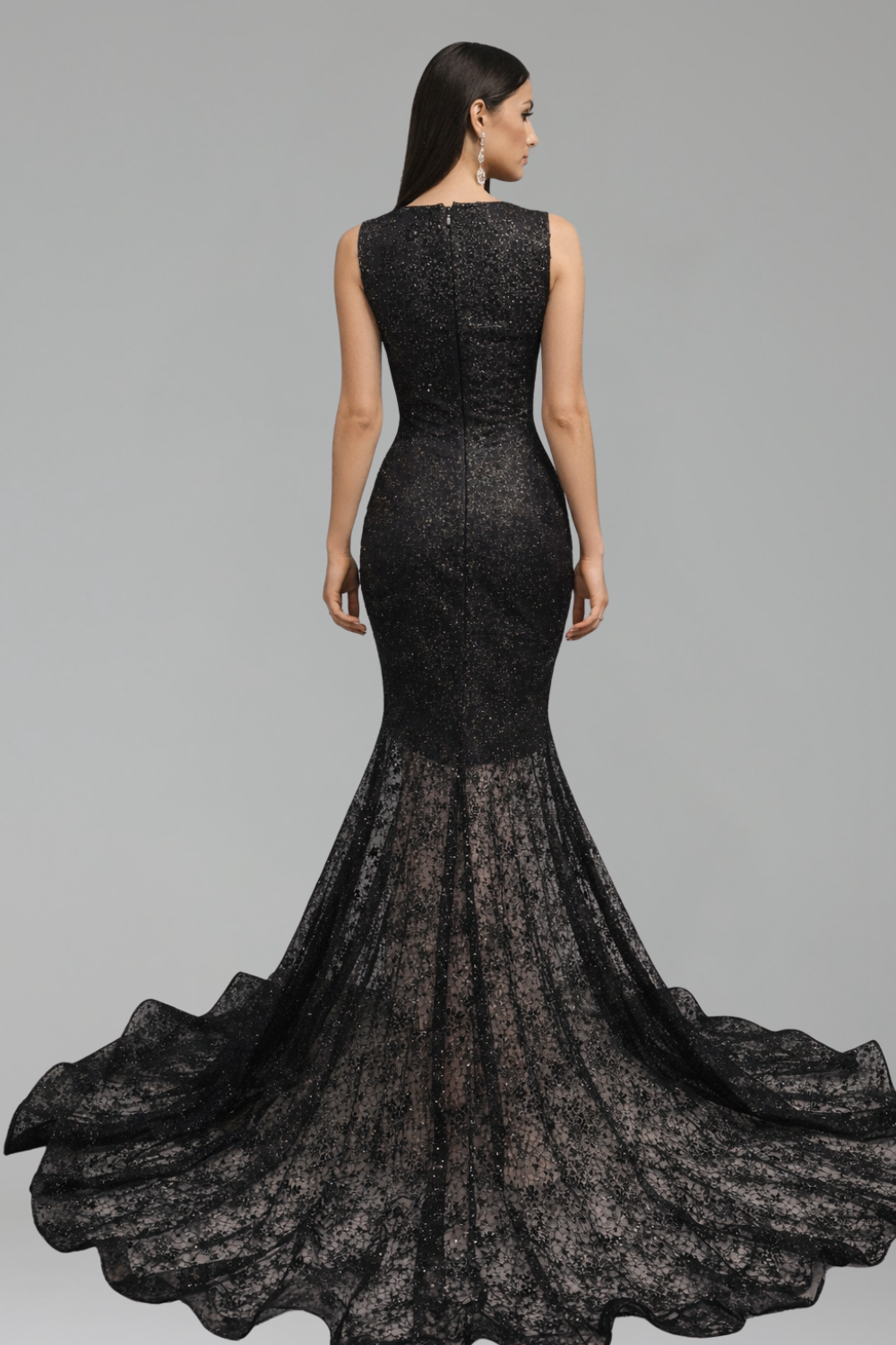 Embellished Lace Mermaid Dress - LAROSABRIDE