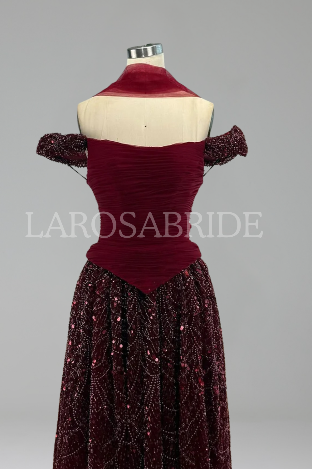 A-Line Cape Evening Dress-Larosabride
