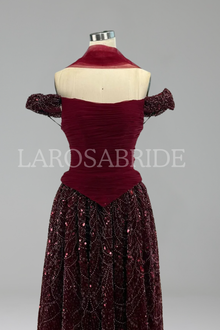 A-Line Cape Evening Dress-Larosabride